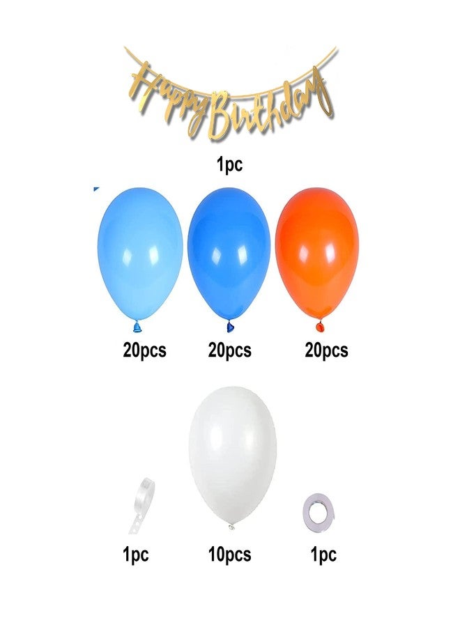 1iAM Birthday/First birthday decoration combo with Orange-Blue balloons,Golden banner(73pcs) - Image 2